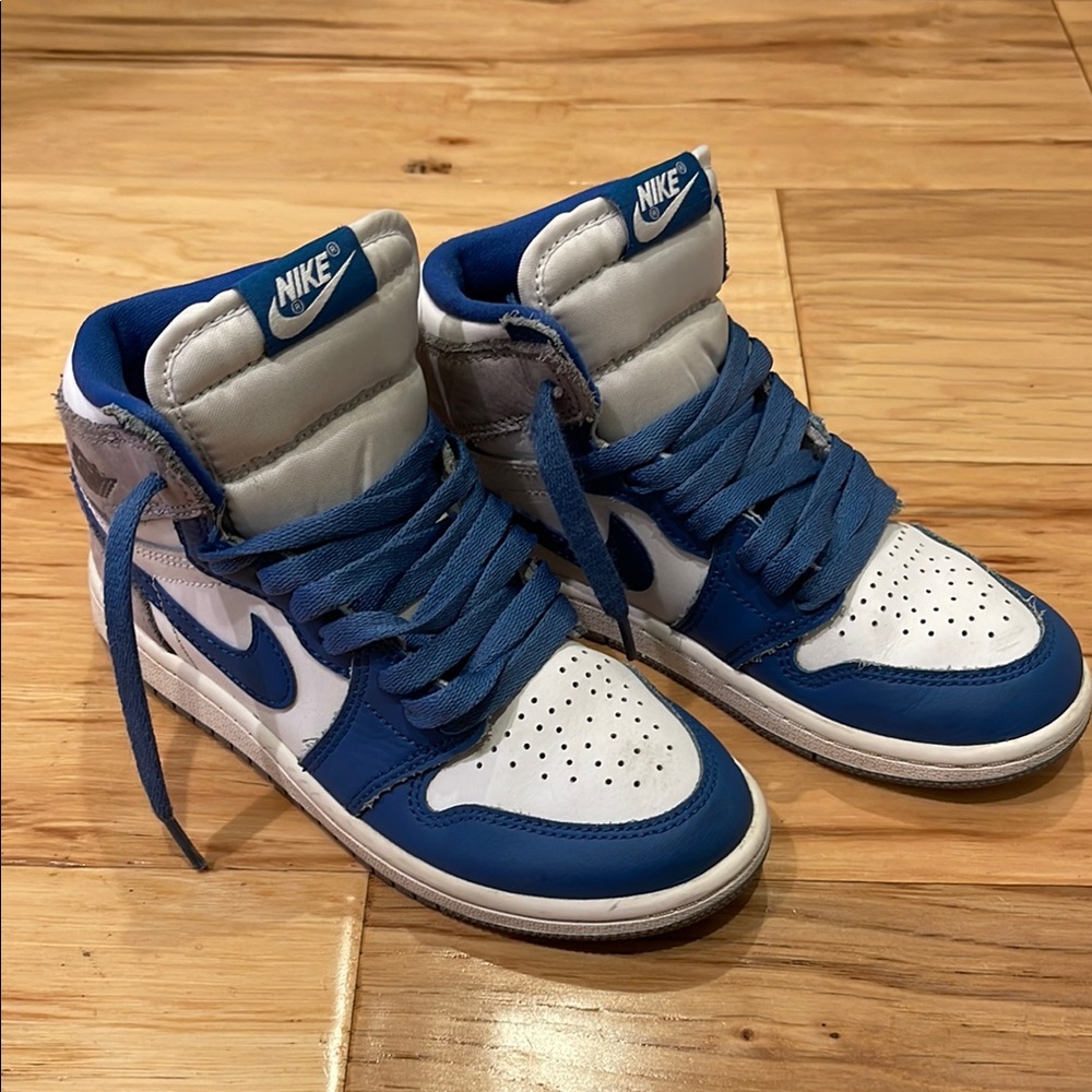 Nike Royal Blue and White Jordans